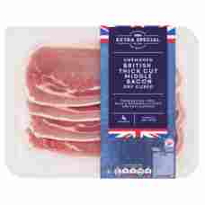 ASDA Extra Special Unsmoked British Thick Cut Dry Cured Middle Bacon 350g