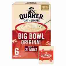 Quaker Oat So Simple Big Bowl Original Porridge 6 Pack