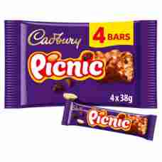 Cadbury Picnic Chocolate Bar 4 Pack 4x38g