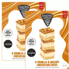 English Cheesecake Co Vanilla and Lotus Biscoff Cheesecake Bites, 2 x 6 Pack (2x210g, total 420g)