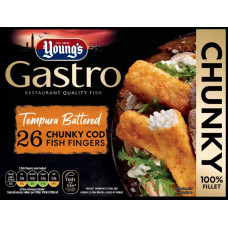 Young's Gastro Tempura Battered Chunky Cod Fish Fingers, 26 Pack / 1kg
