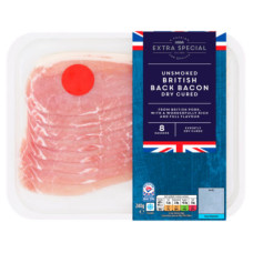 ASDA Extra Special Unsmoked Back Bacon Dry Cured 8 Rashers