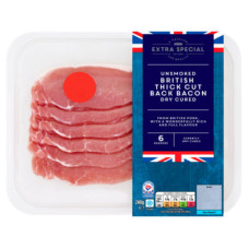 ASDA Extra Special Unsmoked Thick Cut Back Bacon Dry Cured 6 Rashers