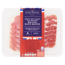 ASDA Extra Special Sweet Dry Cured Oak Smoked British Back Bacon 6 Rashers 240g