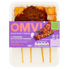 OMV! Deliciously Vegan 4 Tandoori No Chicken Kebabs 250g