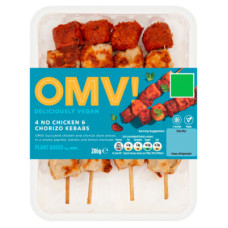 OMV! Deliciously Vegan 4 No Chicken and Chorizo Kebabs 286g