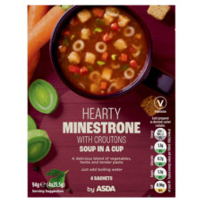 ASDA Hearty Minestrone with Croutons Soup in a Cup 4x23.5g (94g)