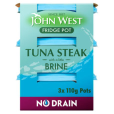 John West No Drain Fridge Pot Tuna Steak with a Little Brine 3 Pack