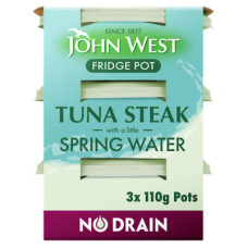 John West No Drain Fridge Pot Tuna Steak with a Little Spring Water 3 Pack