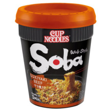 Nissin Soba Sukiyaki Beef Instant Wok Style Noodles Pot