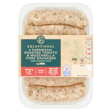 Exceptional by ASDA 6 Parmesan Roasted Tomato & Mozzarella Pork Sausages 340g