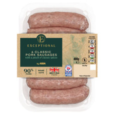 Exceptional by ASDA 6 Classic Pork Sausages 400g
