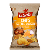 Estrella - Kettle Potato Crisps Chedar and Red Onion 120g