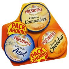 President spreadbale cheese trio pack 6x125g (750g)
