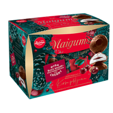 Laima - Christmas Marshmallows in Chocolate with Riga Black Balsam Cherry Filling 185g