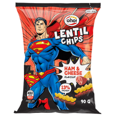 OHO - Lentil Chips with Ham and Cheese 90g