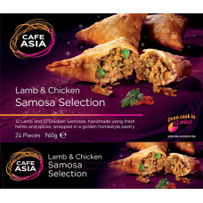 CAFÉ ASIA Lamb & Chicken Samosa Selection 24 Pack/12pc x 2 (960 g)  FROZEN