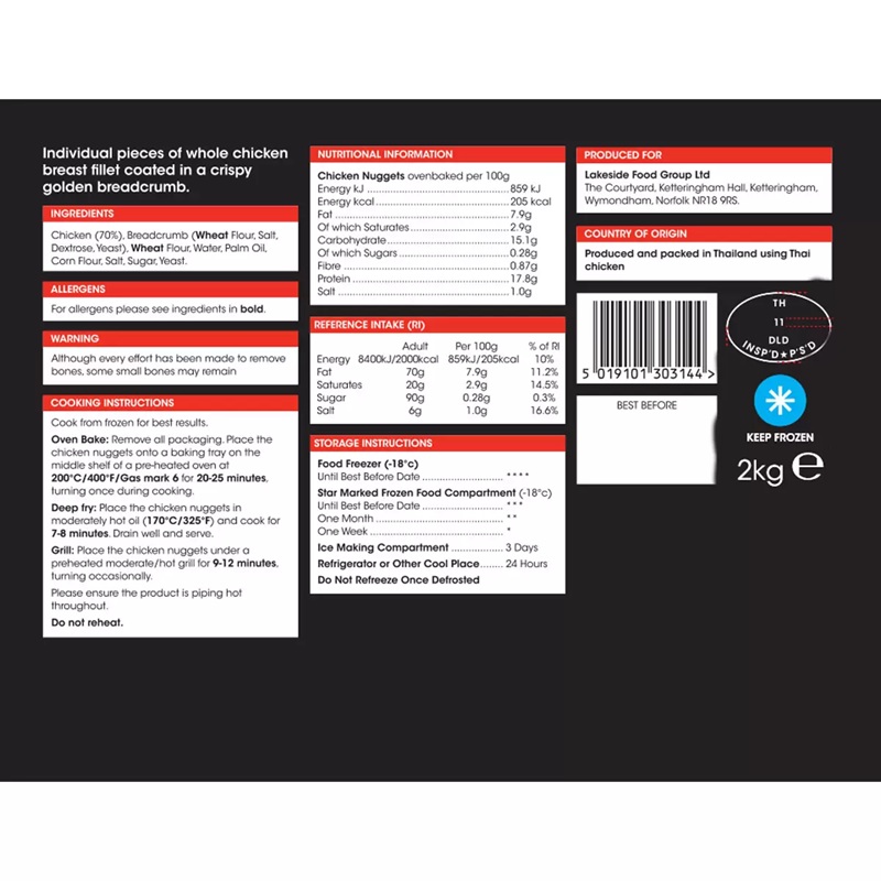Foxwood Premium Chicken Nuggets 2kg  FROZEN