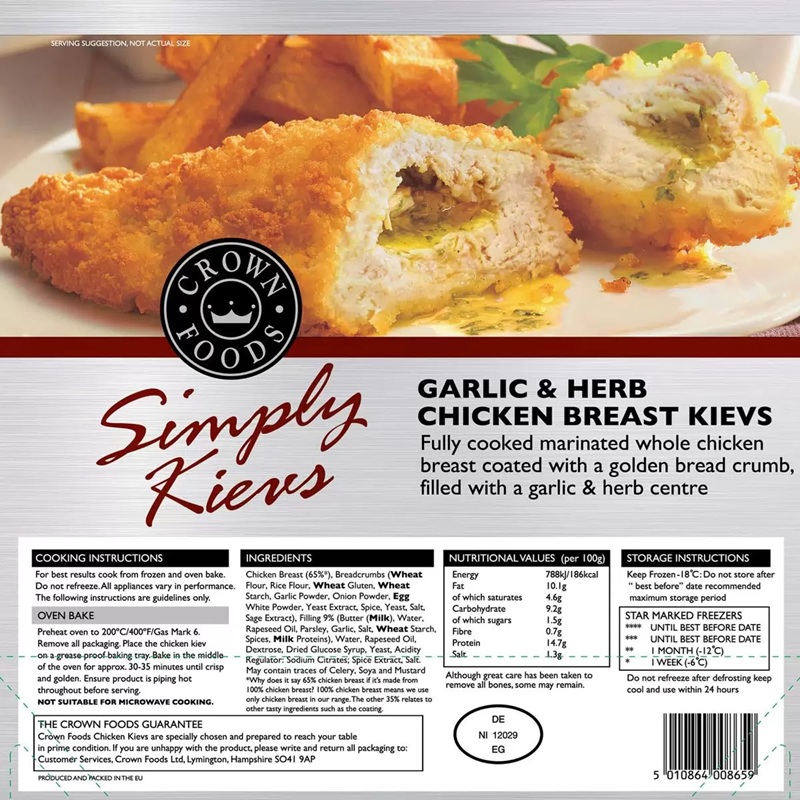 Garlic and Herb Chicken Breast Kievs 11 Pack/1.76kg  FROZEN