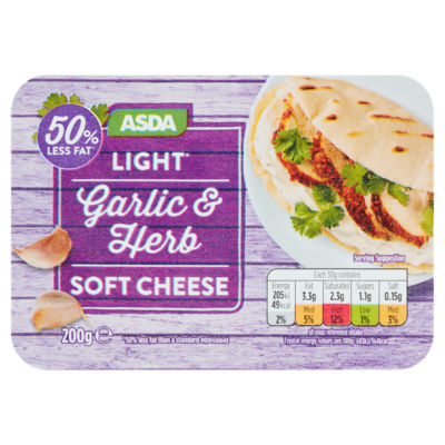 ASDA Light 50% Less Fat Garlic & Herbs Soft Cheese