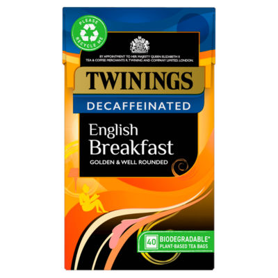 Twinings English Breakfast Decaffeinated 40 Plant-Based Tea Bags