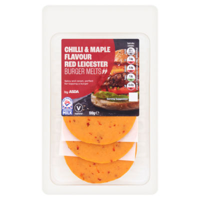 ASDA Chilli & Maple Flavour Red Leicester Burger Melts 100g