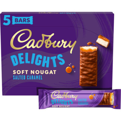 Cadbury Delights Soft Nougat Salted Caramel Bars 5 x 22g