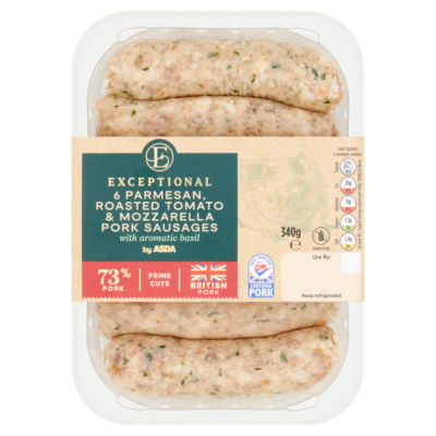 Exceptional by ASDA 6 Parmesan Roasted Tomato & Mozzarella Pork Sausages 340g