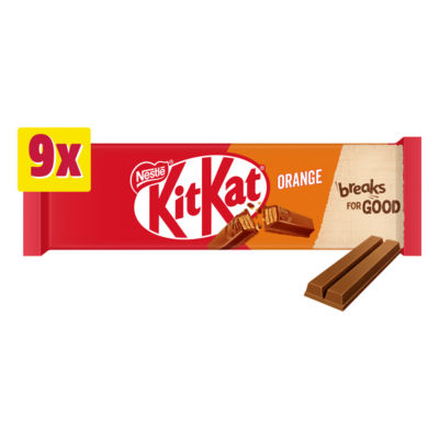 Kit Kat 2 Finger Orange Chocolate Biscuit Bar, 9 Pack