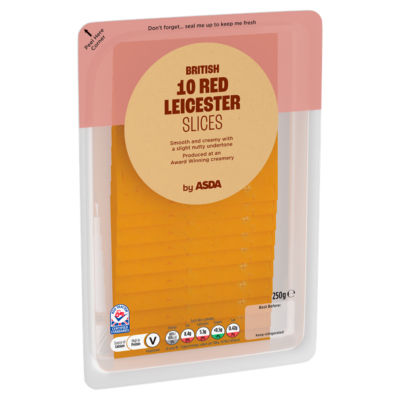 ASDA British 10 Red Leicester Cheese Slices 250g