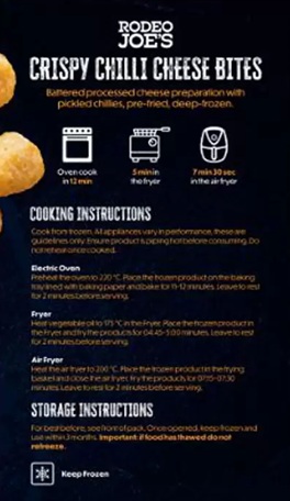 Crispy Chilli Cheese Bites 1.6kg  FROZEN