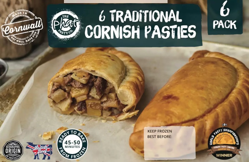 The Phat Pasty 6 Traditional Cornish Pasties 6 Pack x 283g (1.7kg)  FROZEN