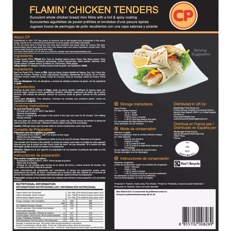 Flamin' Chicken Tenders 1.5kg  FROZEN