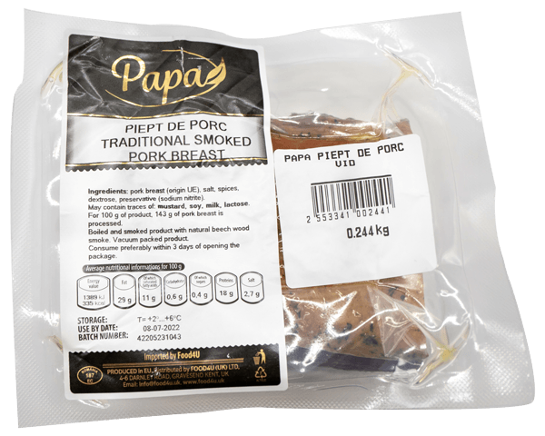 Papa - Traditional Smoked Pork Breast (Kaizer) ~0.35kg / Piept de porc