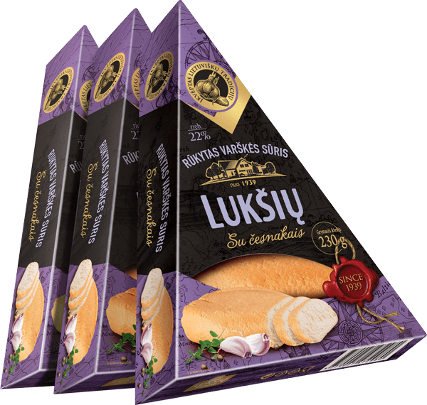 Luksiu Pienine - Luksiu Smoked Curd Cheese with Garlic 230g