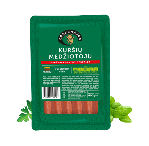 Krekenavos - Kursiu Medziotoju Hot Smoked Hunters Sausages 600g