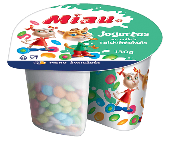 Pieno Zvaigzdes - Yogurt Vanilla with Candies 115g+15g