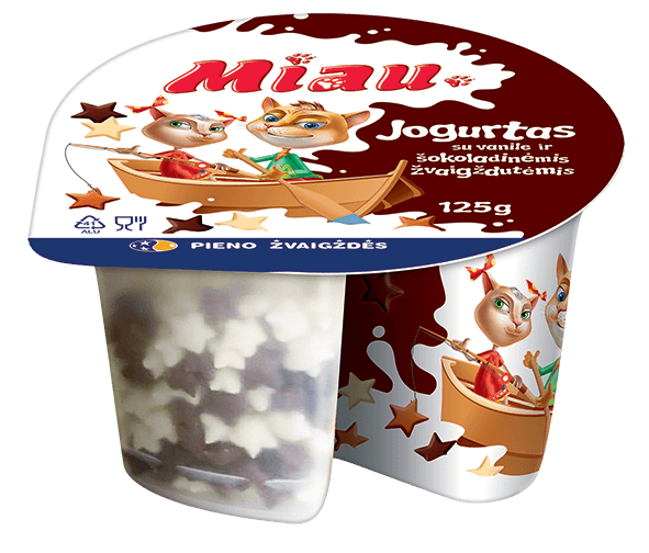 Pieno Zvaigzdes - Yogurt Vanilla with Chocolate Starts 115g+10g
