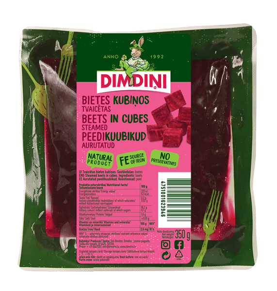 Dimdini - Steamed Beets Cutted in Cubes 10mm x 10mm 350g