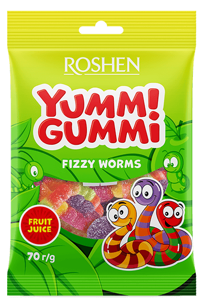 Roshen - Yummi Gummi Fizzy Worms 70g