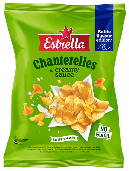 Estrella - Flat Cut Potato Chips with Taste of Chanterelles and Cheese Sauce 170g
