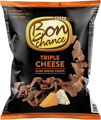 Bon Chance - Dark Bread Crisps with Triple Cheese 120g