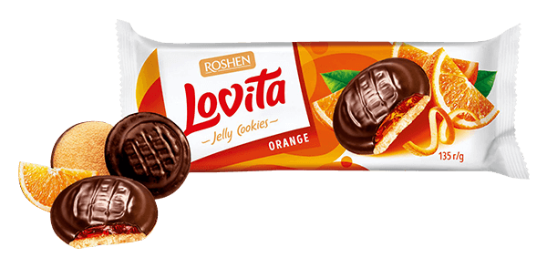 Roshen - Lovita Jelly Cookies Biscuits Orange Flavoured Jelly Filling 135g