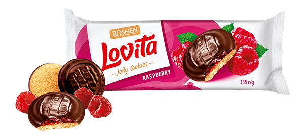 Roshen - Lovita Jelly Cookies Biscuits Raspberry Flavoured Jelly Filling 135g