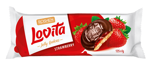 Roshen - Lovita Jelly Cookies Biscuits Strawberry Flavoured Jelly Filling 135g
