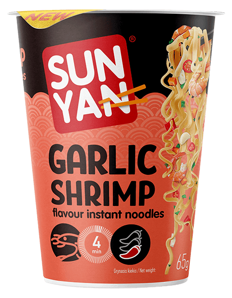 Sun Yan - Asian Style Cup Noodles Garlic and Shrimp Flavour 65g