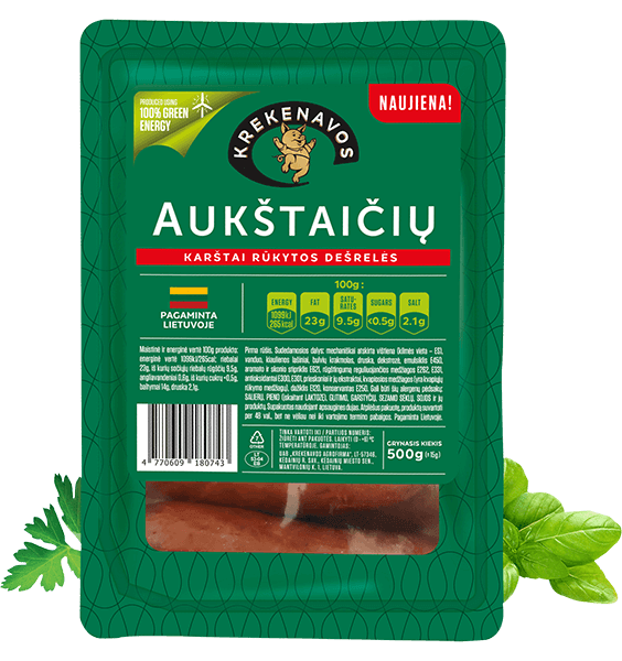 Krekenavos - Aukstaiciu Hot Smoked Pork Sausages 500g