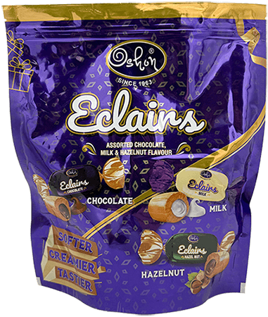 Oshon - Eclairs Mix Chocolate Milk&Hazelnut Flavour Sweets 600g