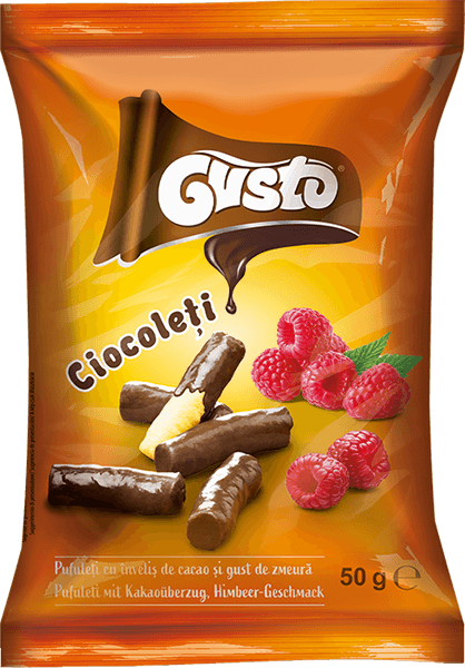 Gusto - Chocolate Corn Puffs with Raspberry Flavor 50g